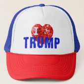 Ik hou van Trump Rood Wit en Blauw Trucker Hoed Trucker Pet (Voorkant)