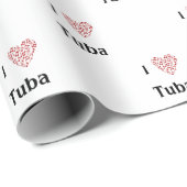 Ik hou van Tuba rood hart van Muzieknoten Cadeaupapier (Rol Hoek)
