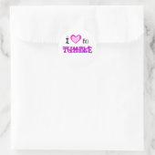 Ik hou van tumble ronde sticker (Tas)