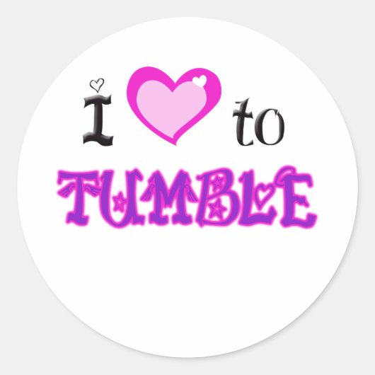 Ik hou van tumble ronde sticker (Voorkant)