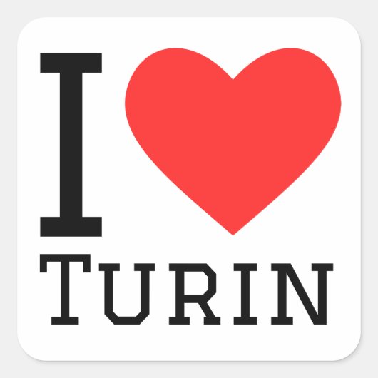 Ik hou van Turijn Vierkante Sticker (Voorkant)
