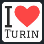 Ik hou van Turijn Vierkante Sticker<br><div class="desc">Ik hou van Turijn,  voor de liefhebbers van Italië</div>