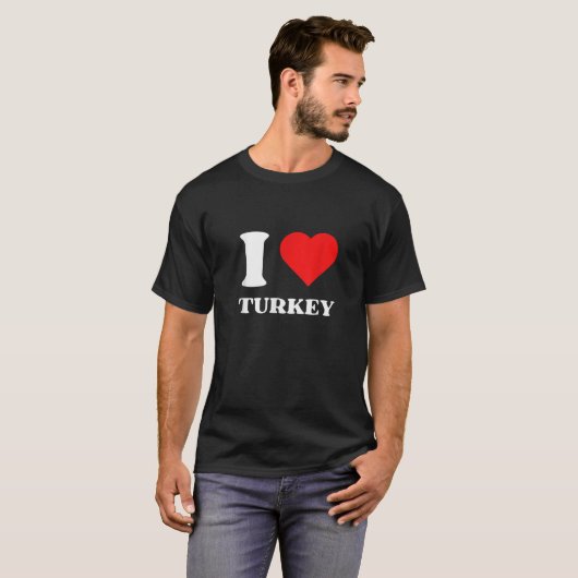 Ik hou van Turkije in hart Turkije Rode Hart Grapp T-shirt (Voorkant volledig)
