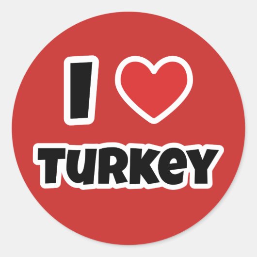Ik hou van Turkije Ronde Sticker (Voorkant)