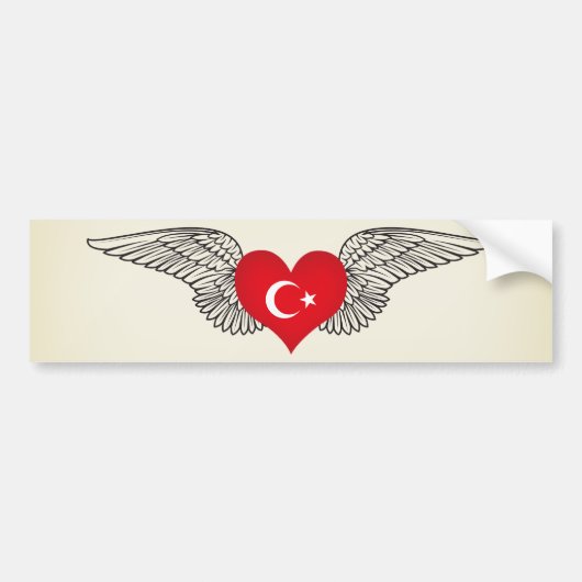 Ik hou van Turkije -vleugels Bumpersticker (Voorkant)