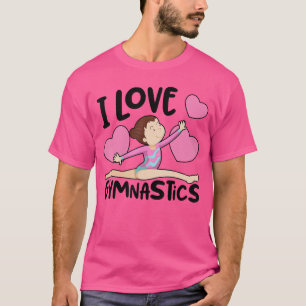 Ik hou van turnen sport turnsters vrouwen meisjes t-shirt