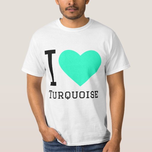 Ik hou van turquoise t-shirt (Voorkant)