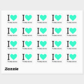 Ik hou van turquoise vierkante sticker (Vel)