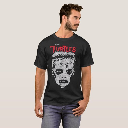 Ik hou van Turtles Zombie Boy Skull Face T T-shirt (Voorkant volledig)
