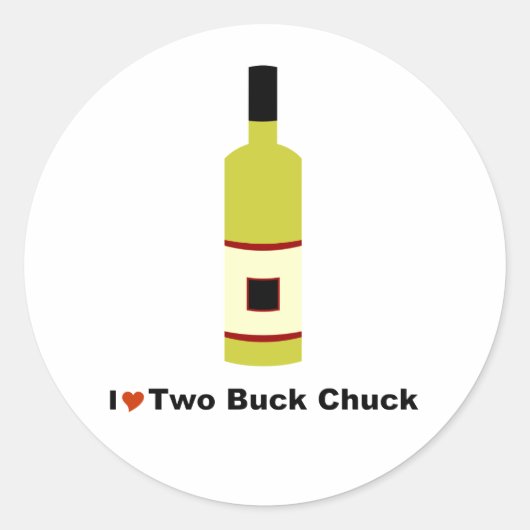Ik hou van twee dollar Chuck Ronde Sticker (Voorkant)