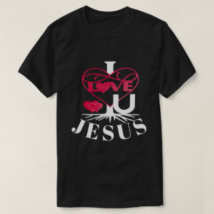 IK HOU VAN U JESUS DONKER T-SHIRT