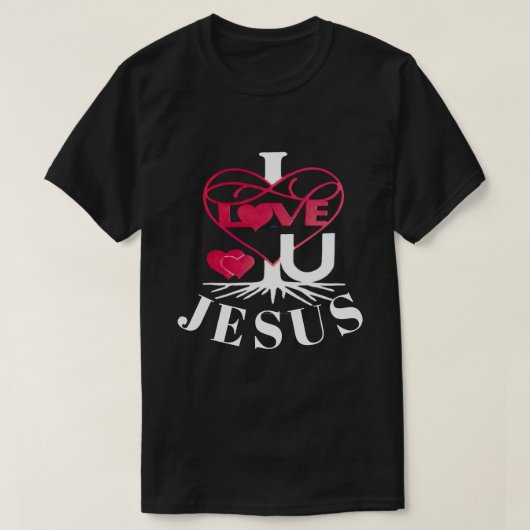 IK HOU VAN U JESUS DONKER T-SHIRT (Design voorkant)