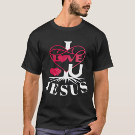 IK HOU VAN U JESUS DONKER T-SHIRT