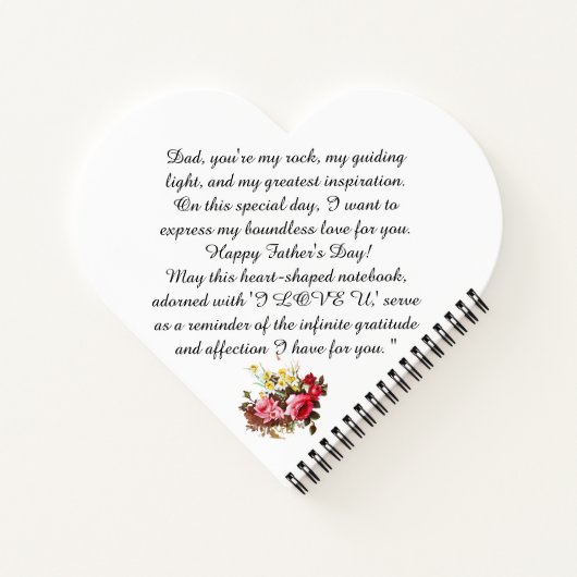 IK HOU VAN U PA Happy Vaderdag Heart Shaped Spira Notitieboek (Achterkant)
