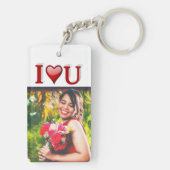 Ik hou van U Valentijnsdag Rode foto Sleutelhanger (achterkant)