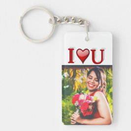 Ik hou van U Valentijnsdag Rode foto Sleutelhanger