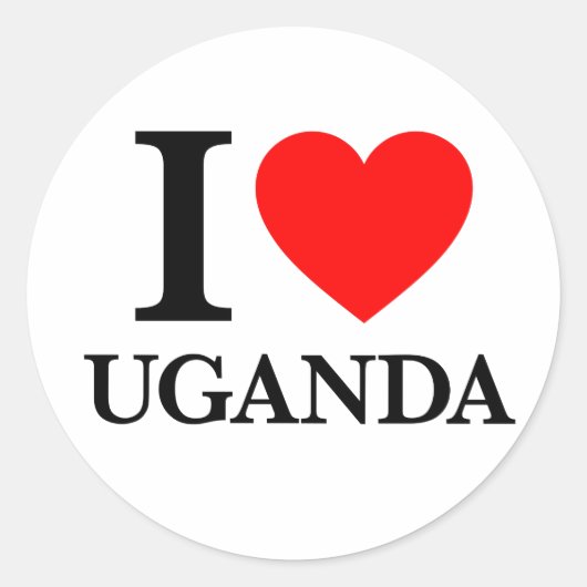 Ik hou van Uganda Ronde Sticker (Voorkant)