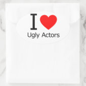 Ik hou van Ugly Actors Ovale Sticker (Tas)