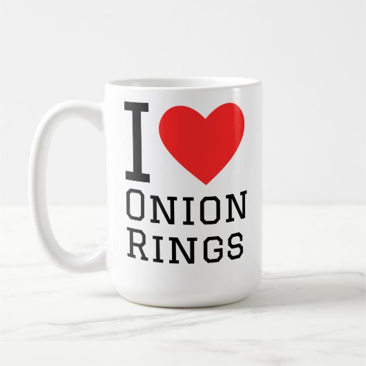Ik hou van uienringen koffiemok (Links)