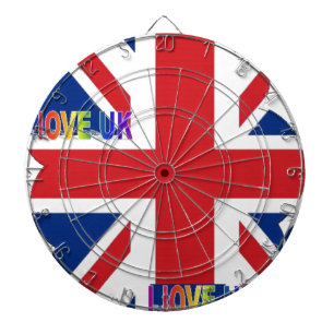 Ik hou van UK-kunstprint Dartbord