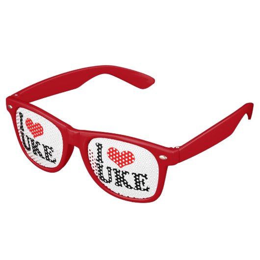 Ik hou van Uke Party Shades Retro Zonnebril (Gekanteld)