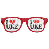 Ik hou van Uke Party Shades Retro Zonnebril (Voorkant)