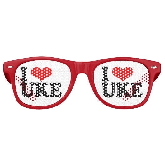 Ik hou van Uke Party Shades Retro Zonnebril (Voorkant)