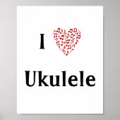 Ik hou van Ukulele Rode Hart van Muzieknoten Poster (Voorkant)