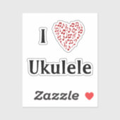 Ik hou van Ukulele Rode Hart van Muzieknoten Vinyl Sticker (Vel)