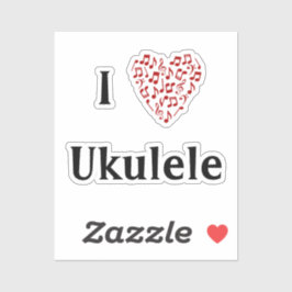 Ik hou van Ukulele Rode Hart van Muzieknoten Vinyl Sticker