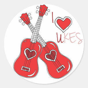 Ik hou van Ukuleles Ronde Sticker