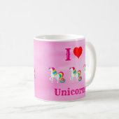 Ik hou van Unicorns Cute Pink Girly Koffiemok (Voorkant rechts)