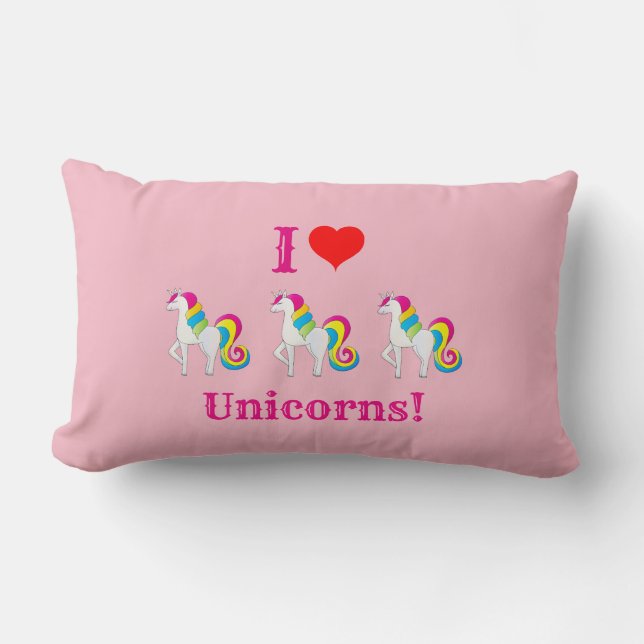 Ik hou van Unicorns Cute Pink Girly Kussen (Voorkant)