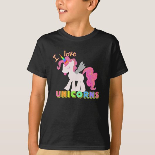 IK HOU VAN UNICORNS SHIRT! Shirt van de kinderklin (Voorkant)