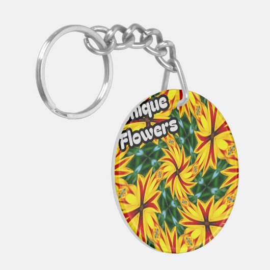 Ik hou van unieke bloemen sleutelhanger (Voorkant Links)