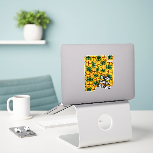 Ik hou van unieke bloemen sticker (Laptop op bureau)