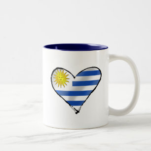 Ik hou van Uruguay Uruguayaanse hartcadeaus Tweekleurige Koffiemok
