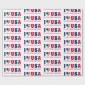 Ik hou van USA aangepaste tekst Blauw en Rood Cadeaupapier (Vlak)