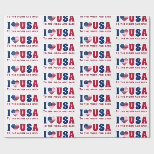 Ik hou van USA aangepaste tekst Blauw en Rood Cadeaupapier (Vlak)