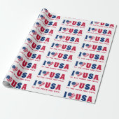 Ik hou van USA aangepaste tekst Blauw en Rood Cadeaupapier (Uitgerold)