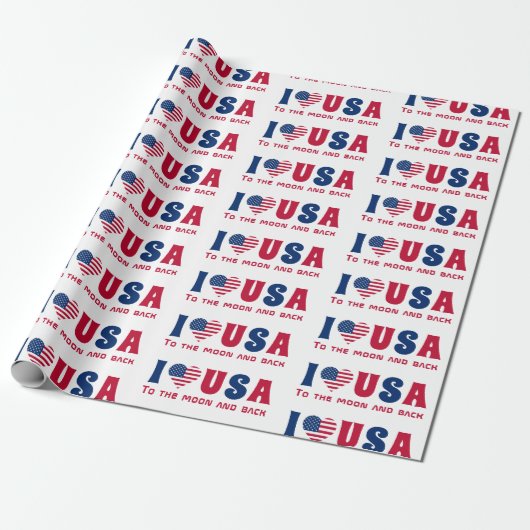 Ik hou van USA aangepaste tekst Blauw en Rood Cadeaupapier (Uitgerold)