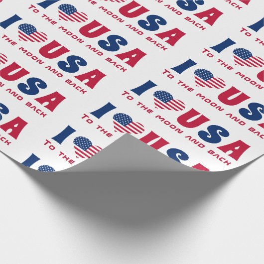 Ik hou van USA aangepaste tekst Blauw en Rood Cadeaupapier (Hoek)