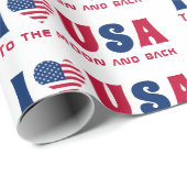 Ik hou van USA aangepaste tekst Blauw en Rood Cadeaupapier (Rol Hoek)