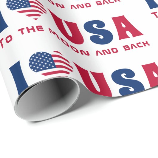 Ik hou van USA aangepaste tekst Blauw en Rood Cadeaupapier (Rol Hoek)