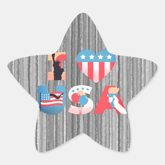 IK HOU VAN USA ONTWERP STER STICKER (Voorkant)