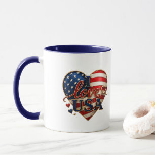 Ik hou van USA Patriottisch Hart Amerikaanse Vlag Mok