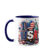 Ik hou van USA-patriottische voetbalfan-mok | Amer