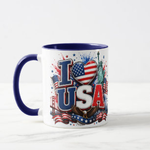 Ik hou van USA-patriottische voetbalfan-mok Amer Mok