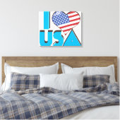 Ik hou van USA Retro 80s Canvas Afdruk (Insitu (Slaapkamer))