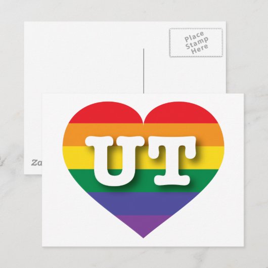 Ik hou van Utah Rainbow Heart Briefkaart (Voorkant / Achterkant)